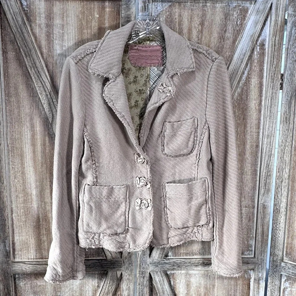 Shangana Light Dusty Rose Silk/Cotton Blend Blazer - Picture 1 of 4